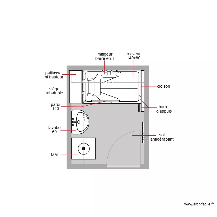 touhami. Plan de 1  et 4 m²