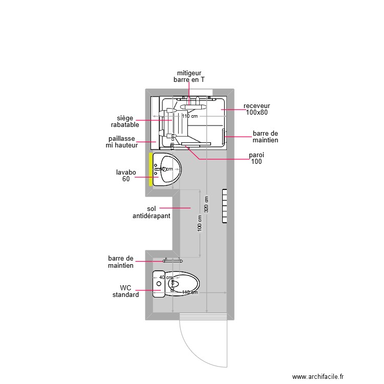 PIERRE. Plan de 1 pièce et 3 m2