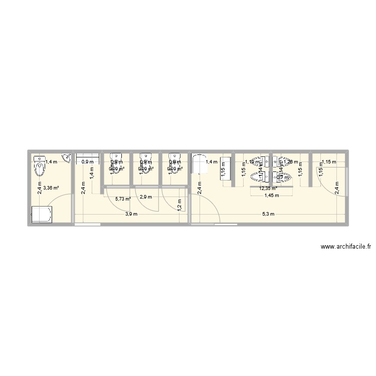 Liernu. Plan de 6 pièces et 24 m2