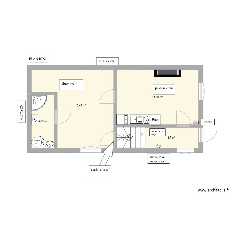 2 PIECE RDC. Plan de 0 pièce et 0 m2