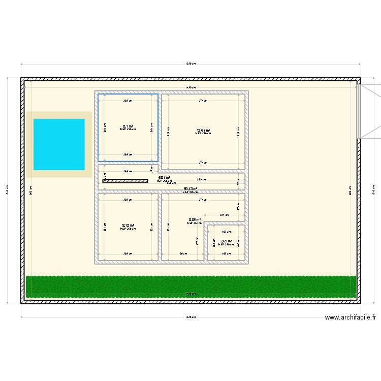 PROJET 2. Plan de 7 pièces et 192 m2