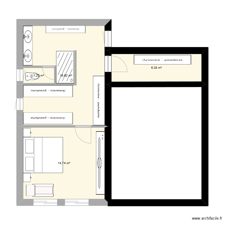 1er étage Alba 6. Plan de 4 pièces et 41 m2