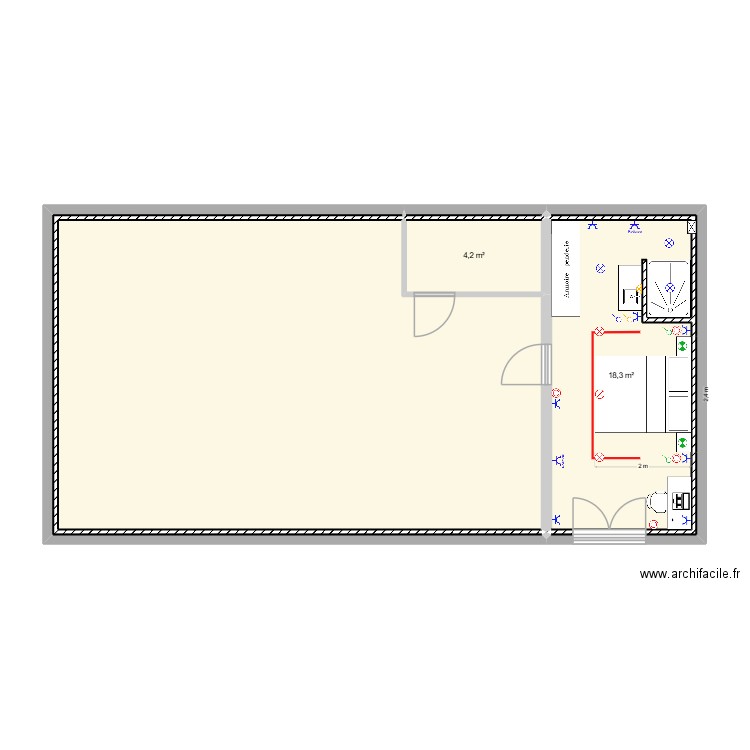 suite parentale ELEC. Plan de 6 pièces et 82 m2
