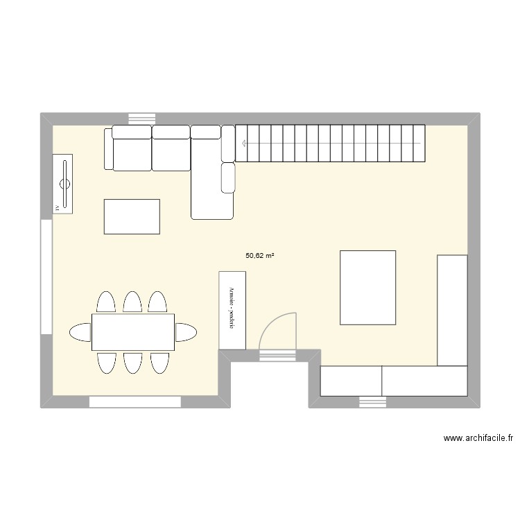 plan 2. Plan de 1 pièce et 51 m2