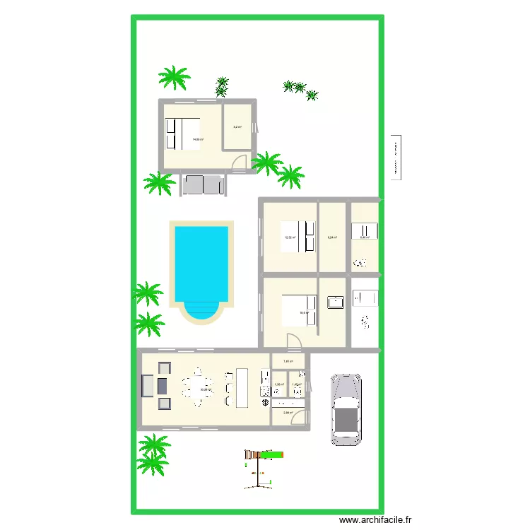 Plan notre maison Crabe. Plan de 11  et 100 m²