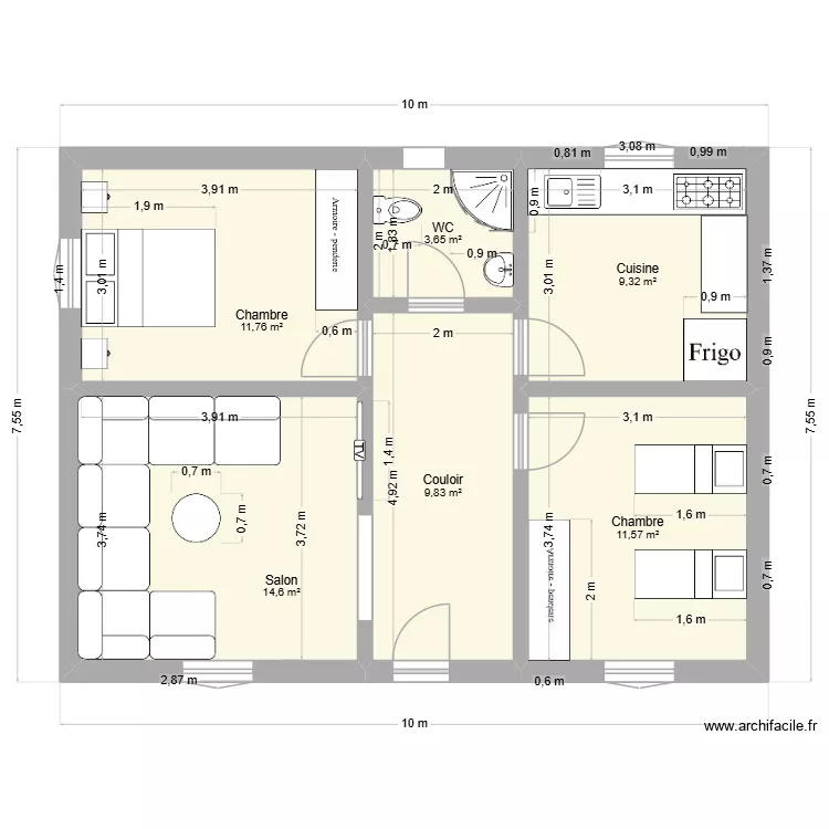 Maison 2. Plan de 6 et 61 m² Maison 2. Plan de 6 et 61 m²
