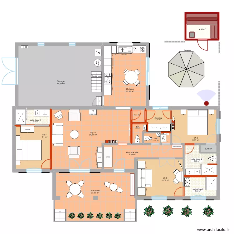 renovation Allemagne VF module 1. Plan de 18  et 158 m²