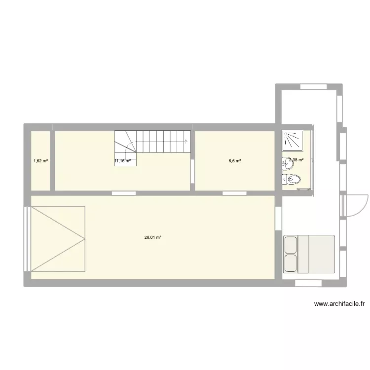 SS Reuil. Plan de 4 Pièces et 30 m²
