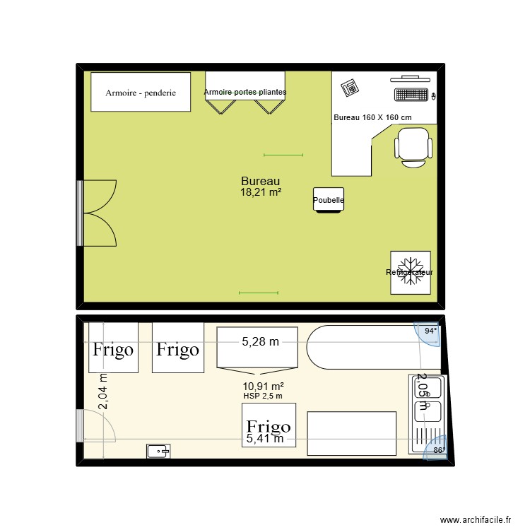 plant cuicui. Plan de 2 pièces et 29 m2
