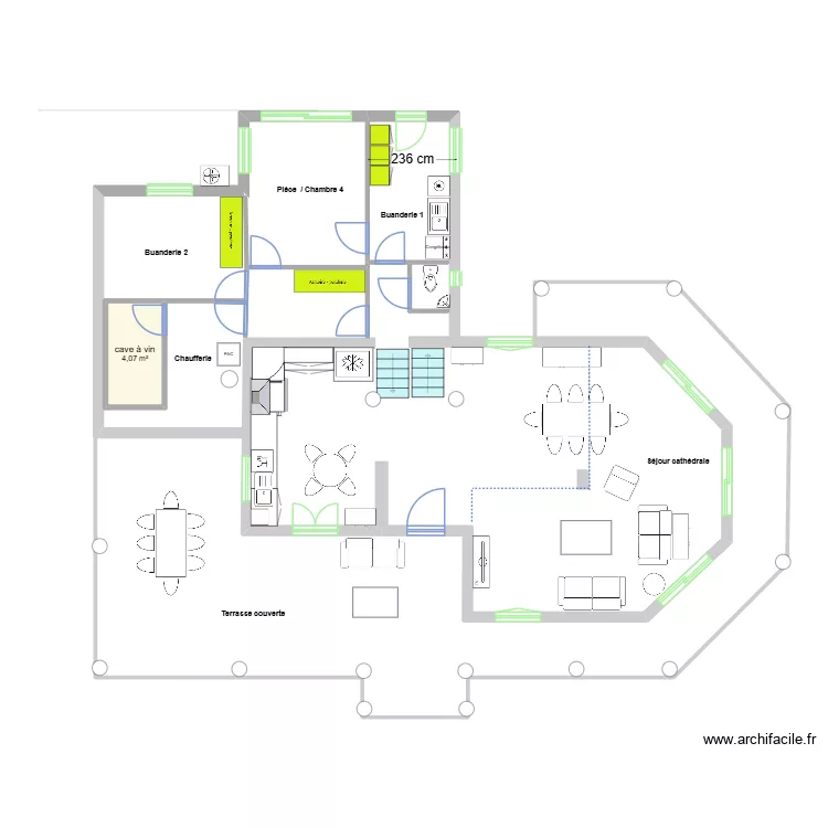 Maison SGL_SS. Plan de 1  et 4 m²