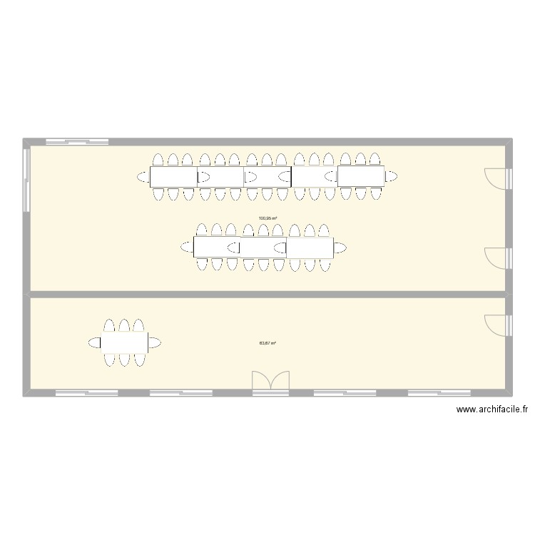 Salle maman. Plan de 2 pièces et 165 m2