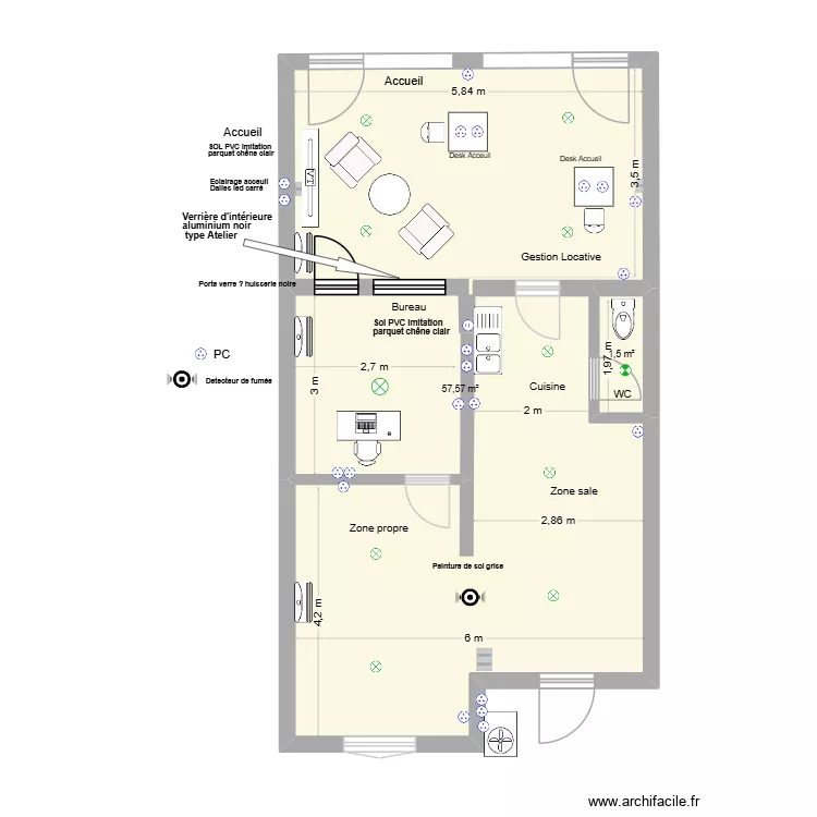 Lingerie Maeva maj 12/03. Plan de 2  et 59 m²