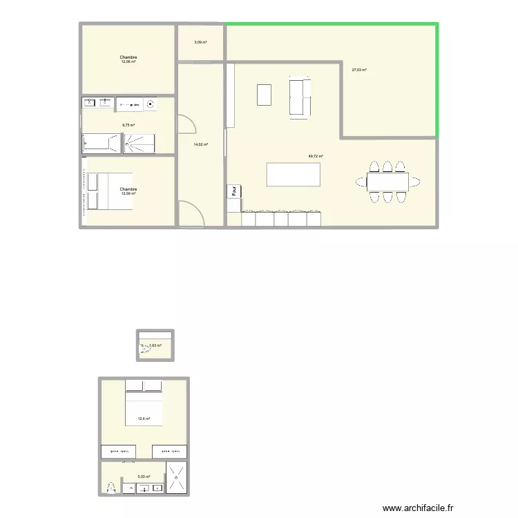 Maison plain pied V4. Plan de 10  et 147 m²