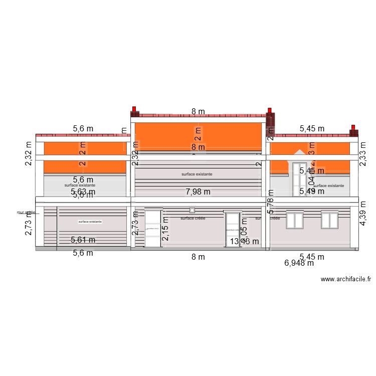 plan façade  nord coupe  projeté+ local technique avril 2025. Plan de 0 pièce et 0 m2