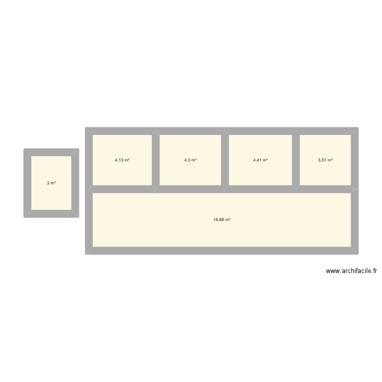 Temporary house. Plan de 6 pièces et 38 m2