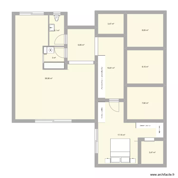 Villa chotrana. Plan de 11  et 109 m²