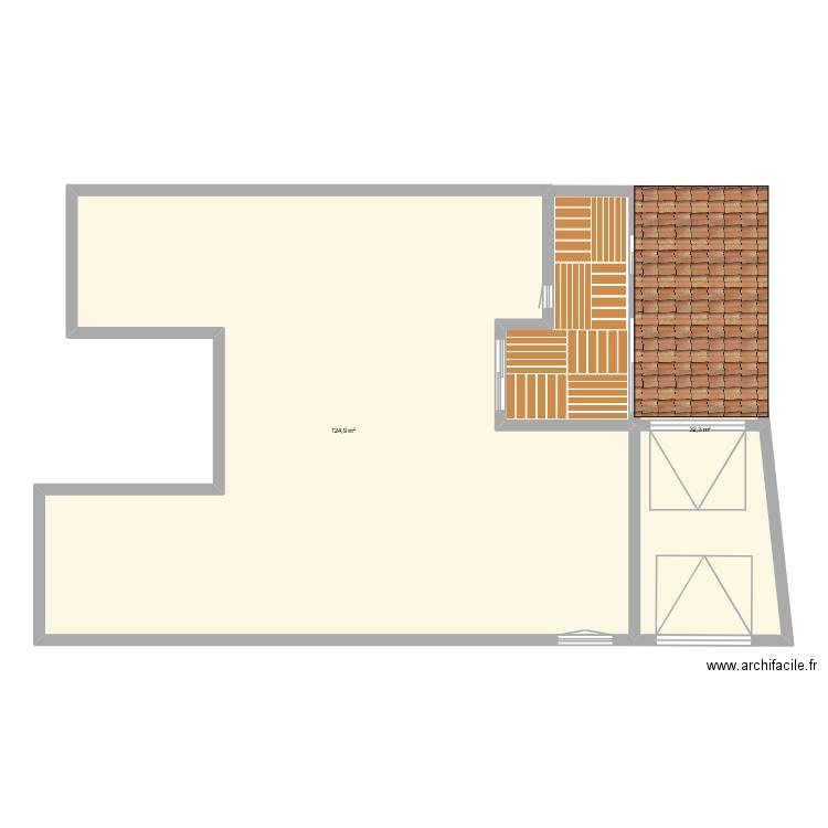 garage +. Plan de 2 pièces et 157 m2