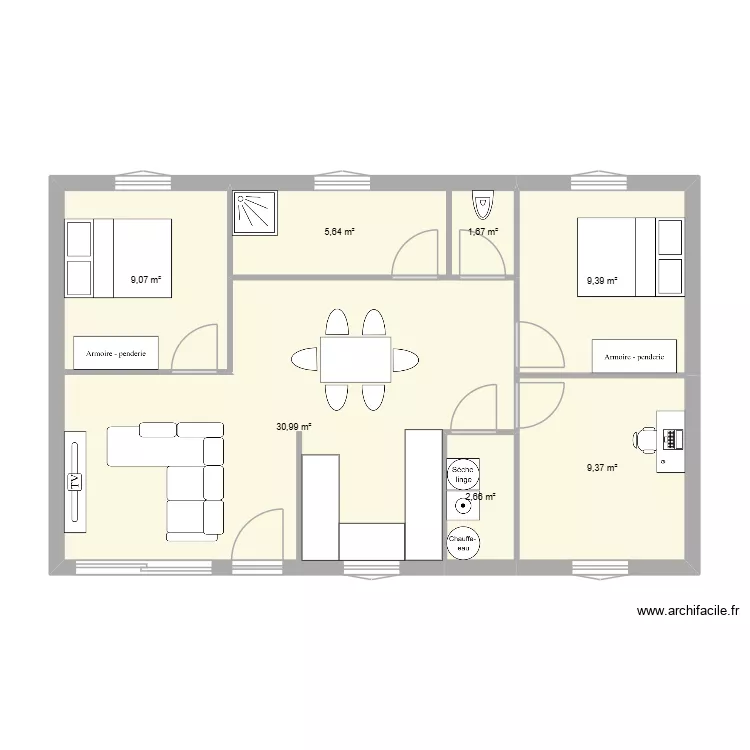 plan 1. Plan de 7  et 69 m²