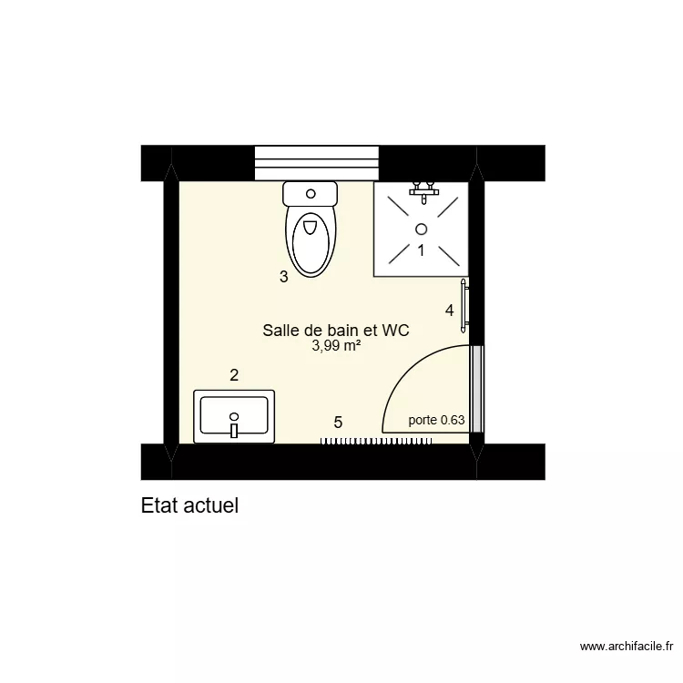Pousset Existant. Plan de 1  et 4 m²