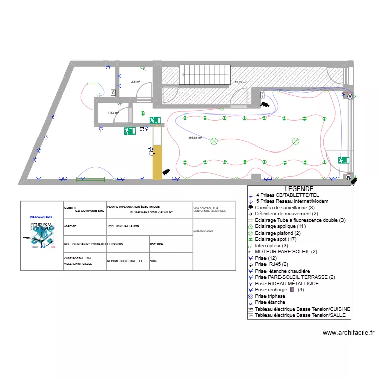CHEZ ADRIEN PLAN POSITION RDC. Plan de 4  et 73 m²