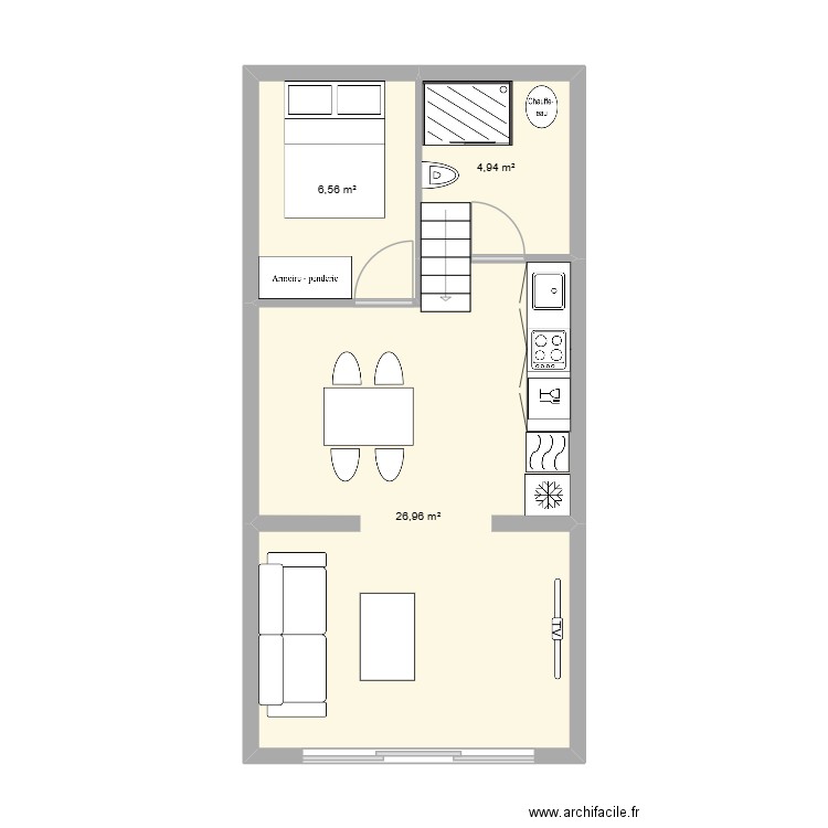 jardin de provence. Plan de 3 pièces et 38 m2