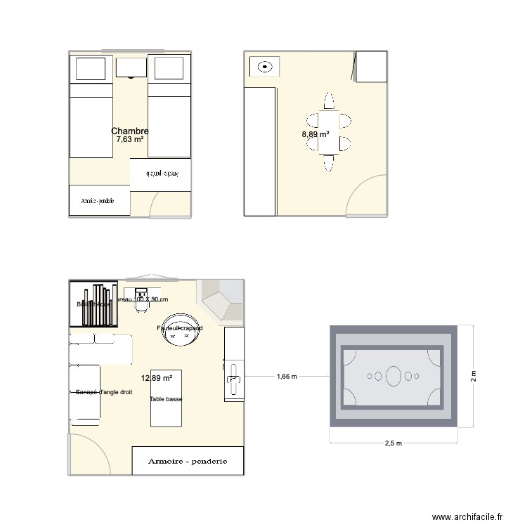 KC GE DIZERENS. Plan de 3 pièces et 29 m2