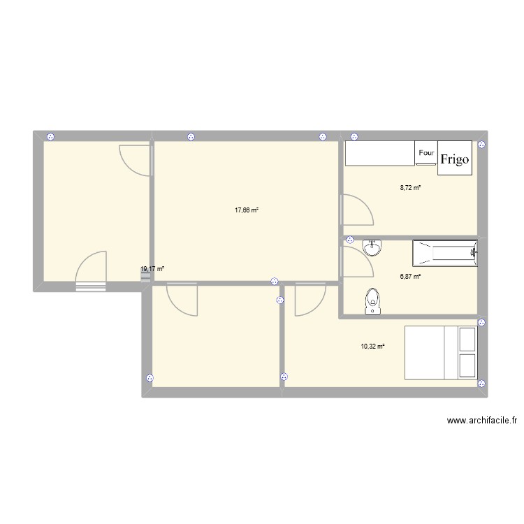 plan. Plan de 5 pièces et 63 m2