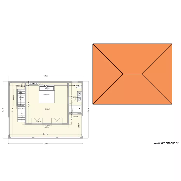 Maison hotte etage. Plan de 