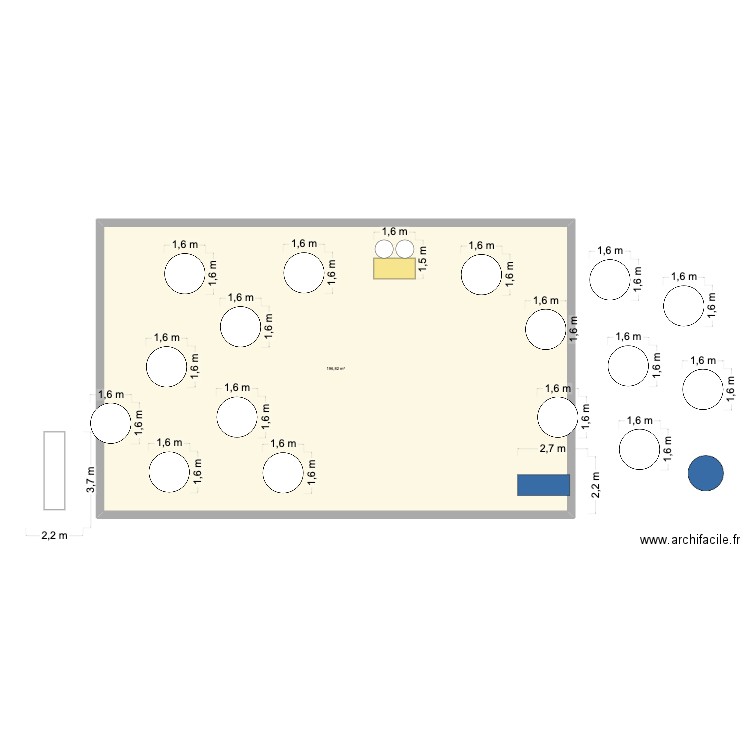 Mariage. Plan de 1 pièce et 197 m2