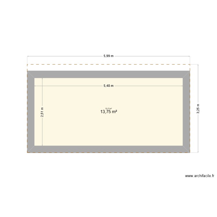 Appentis et cave GENESTE. Plan de 1 pièce et 14 m2