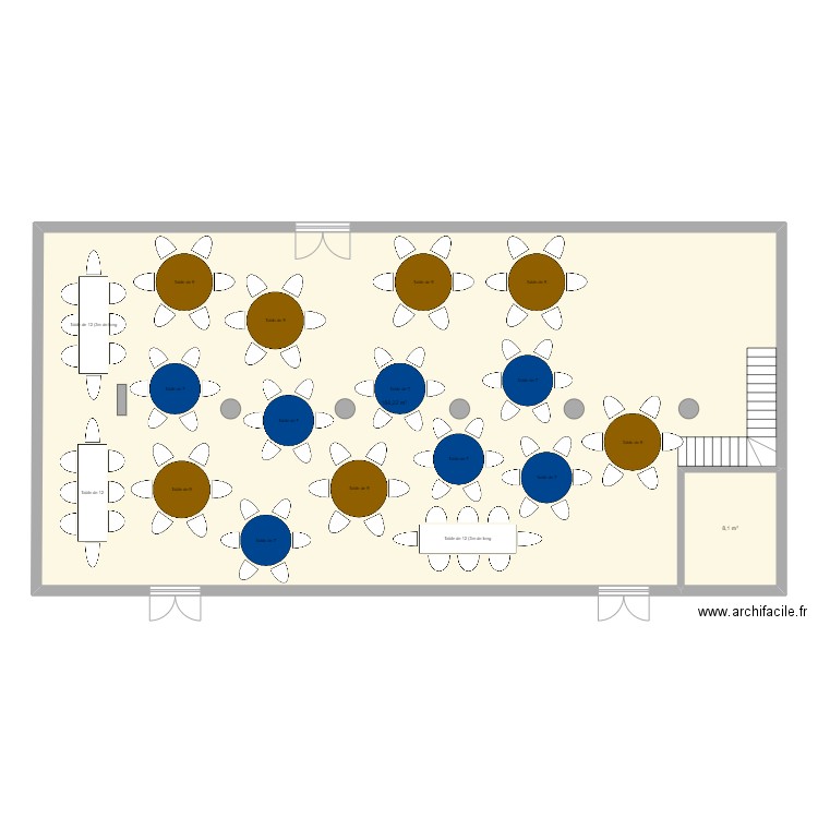 Salle . Plan de 2 pièces et 196 m2