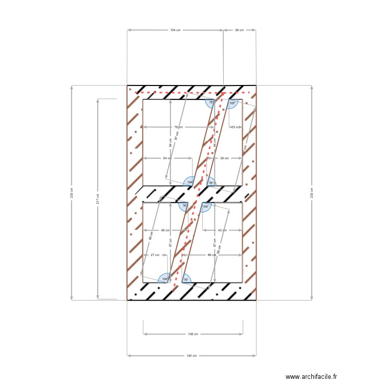 Colombage. Plan de 0 pièce et 0 m2