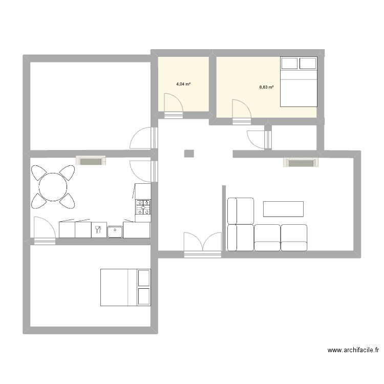 ourcq7. Plan de 2 pièces et 13 m2