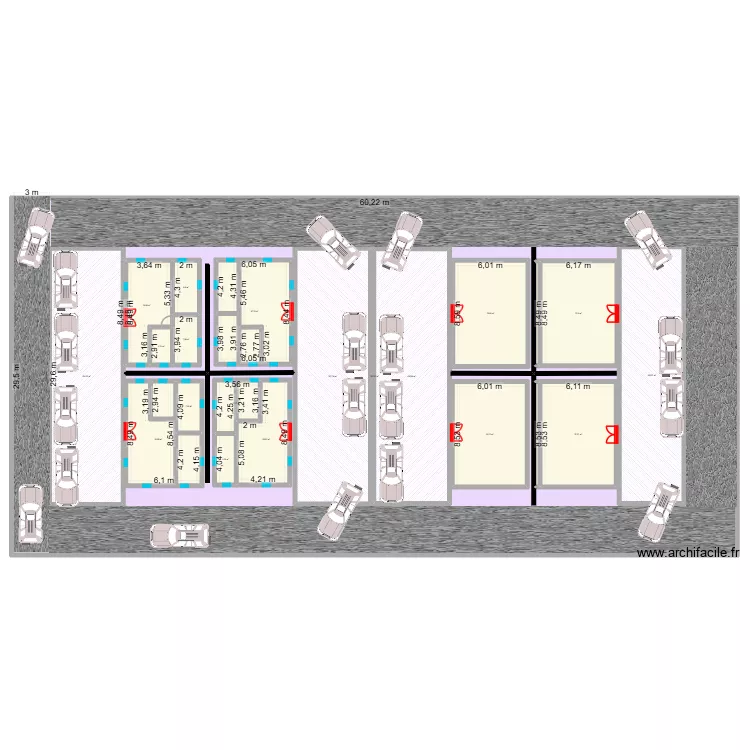 plan m. Plan de 22  et 2664 m²