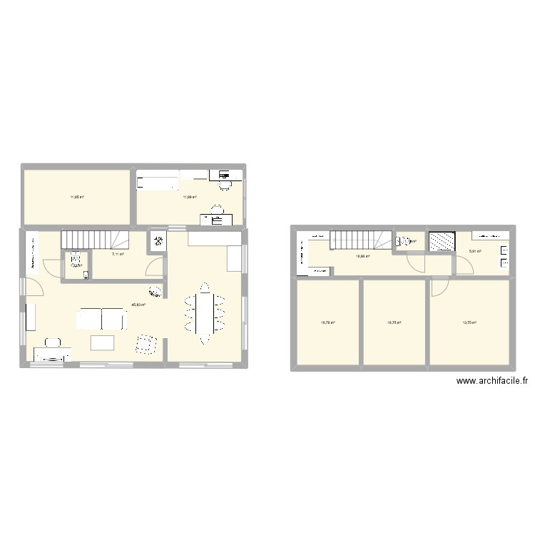 maison 2 RDC. Plan de 11 pièces et 131 m2