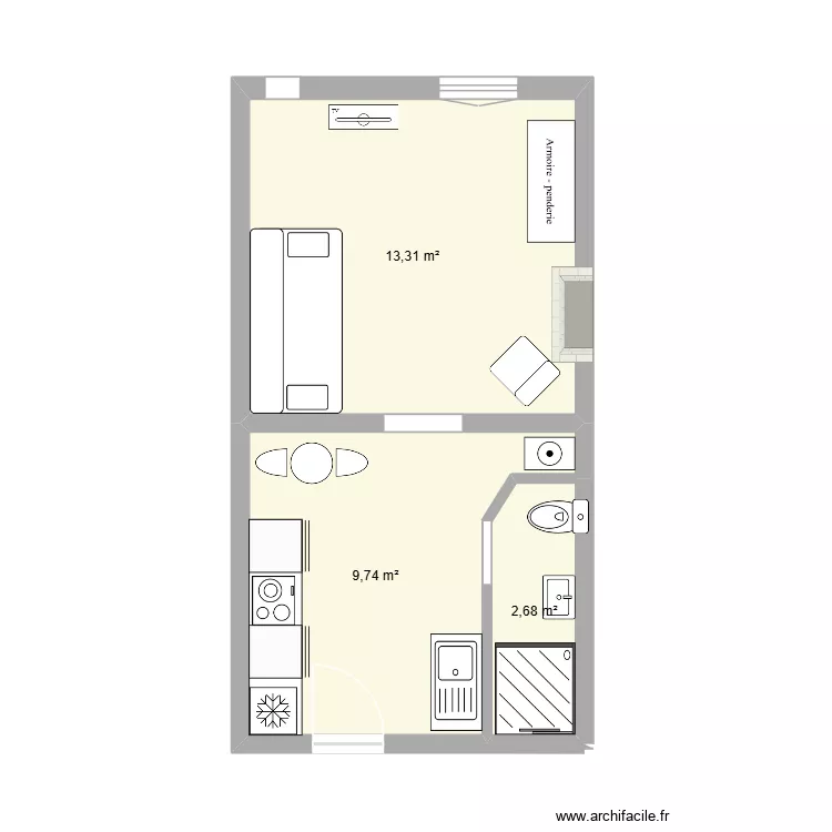 NAMUR 1. Plan de 3  et 26 m²