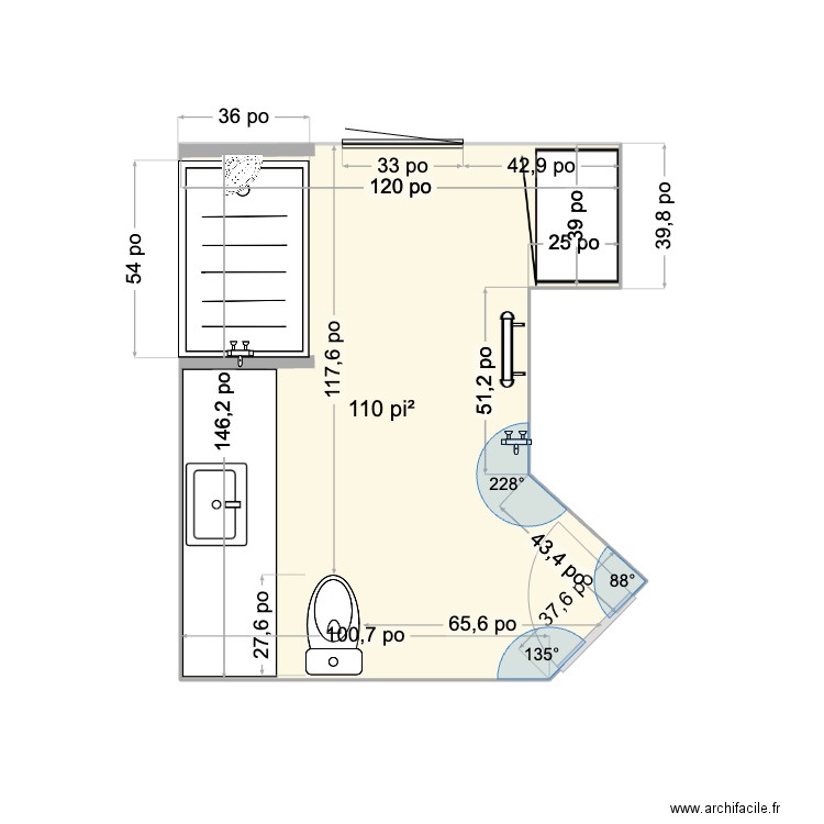 DenHugSB2. Plan de 1 pièce et 10 m2