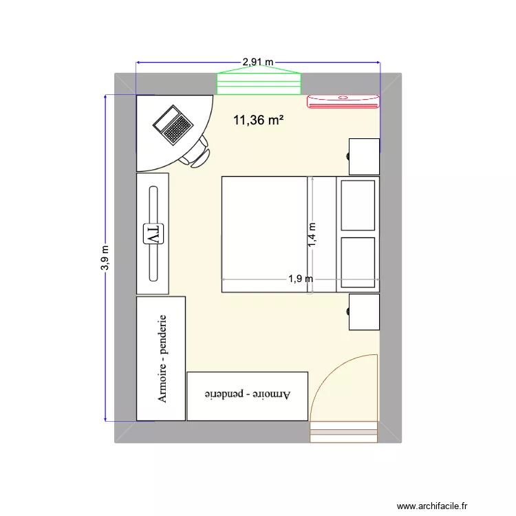 Chambre de Yinghui. Plan de 