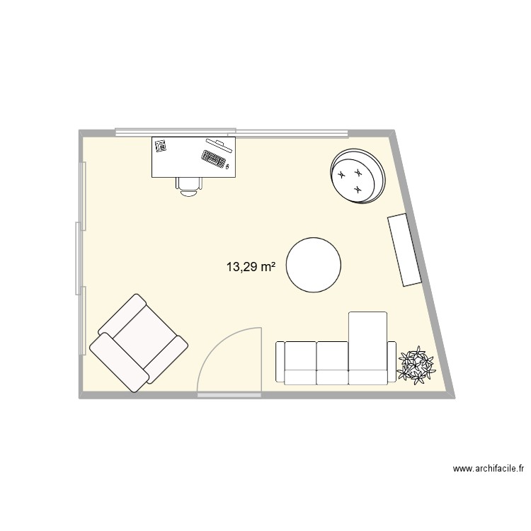 veranda. Plan de 1 pièce et 13 m2