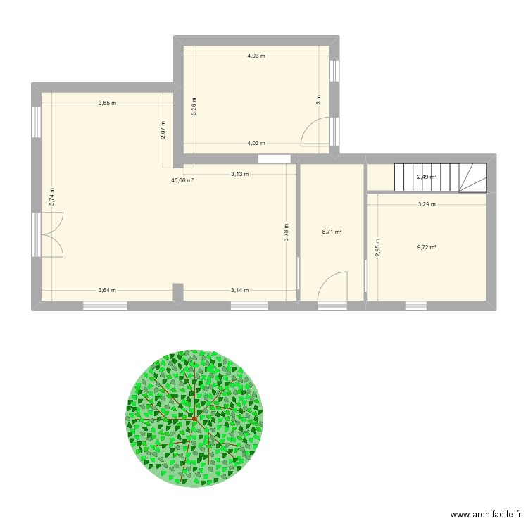Benjamin. Plan de 4 pièces et 65 m2
