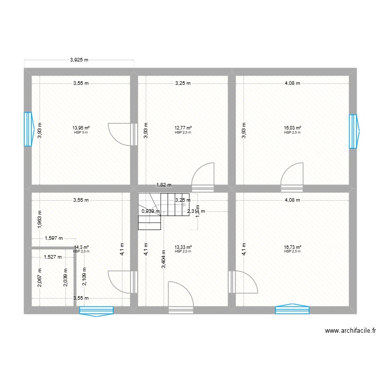 rouzfran. Plan de 6 pièces et 87 m2