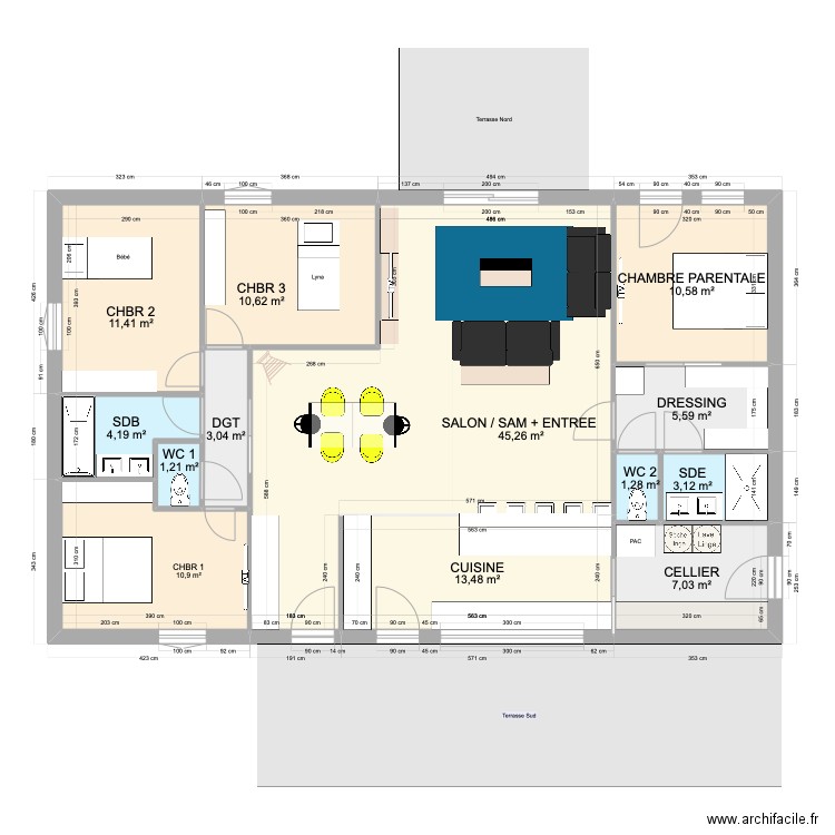 LA BOISSIERE - AVP 3 MEUBLE . Plan de 13 pièces et 128 m2