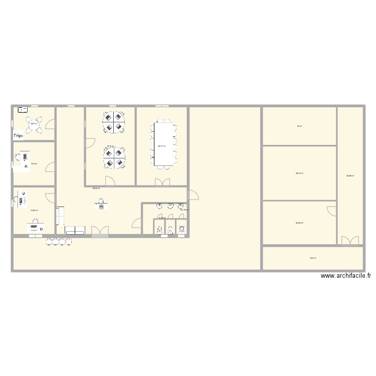 Plan Bureau Dolima. Plan de 14 pièces et 385 m2