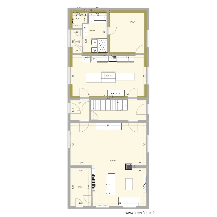 cuisine 3. Plan de 8 pièces et 155 m2