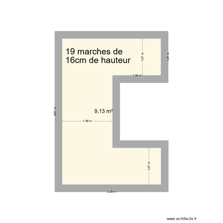 Escalier st ranbert. Plan de 1 pièce et 9 m2
