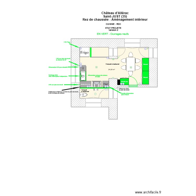 ASJ-Cuisine V3. Plan de 1 pièce et 24 m2