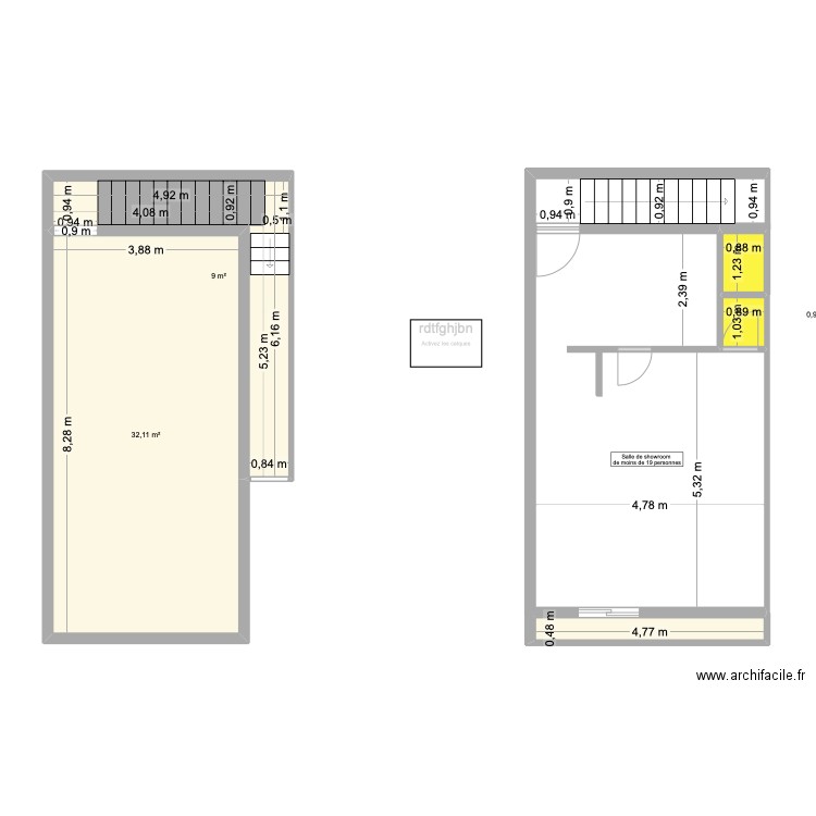 Plans de coupe. Plan de 5 pièces et 45 m2