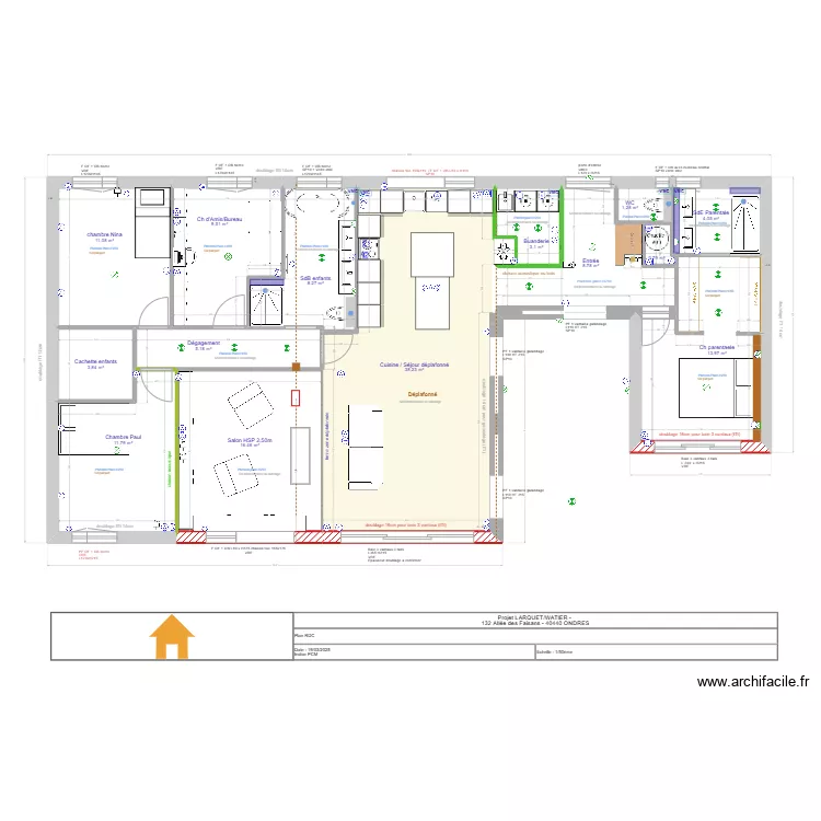 projet  LARQUET/WATIER : am&eacute;nagement plombier. Plan de 