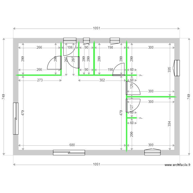 ROMAN CLOISONS. Plan de 6 pièces et 65 m2