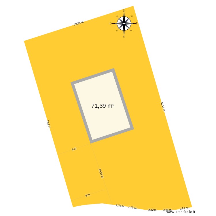 pc garage. Plan de 1 pièce et 71 m2